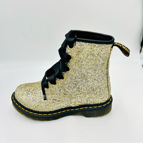 Dr Marten boots 1460 Farrah Gold Glitter Combat Ankle boots New Women Size 6 - Picture 6 of 11